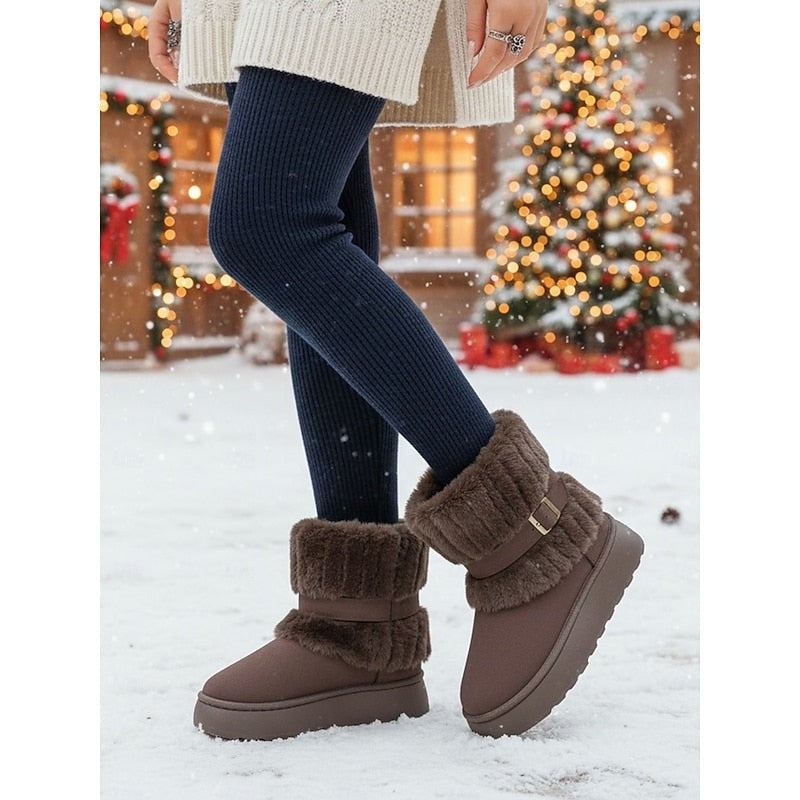 Jacinthe — Cozy Cuffed Slip On Warm Winter Boots for Women