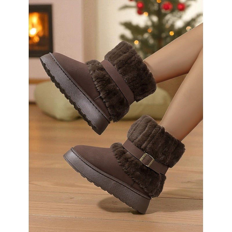 Jacinthe — Cozy Cuffed Slip On Warm Winter Boots for Women