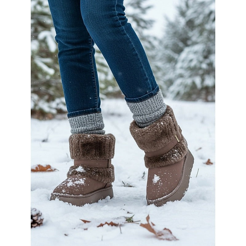 Jacinthe — Cozy Cuffed Slip On Warm Winter Boots for Women
