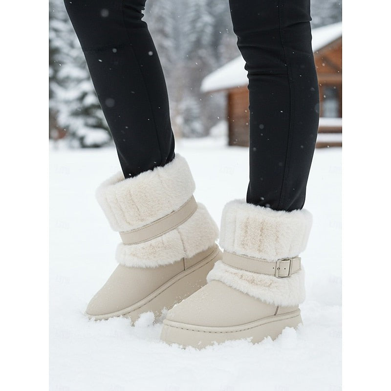 Jacinthe — Cozy Cuffed Slip On Warm Winter Boots for Women