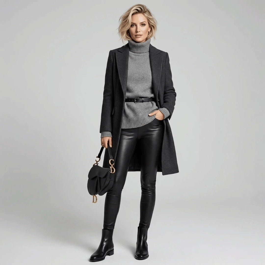 Della — High Waisted Faux Leather Fleece Lined Leggings, Rosewood Virginia