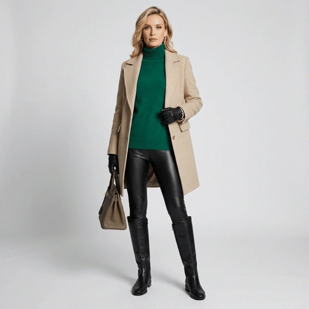 Della — High Waisted Faux Leather Fleece Lined Leggings (2), Rosewood Virginia