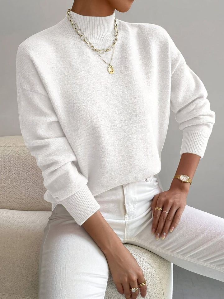 Denise — Soft Mock Neck Knit Sweater, Rosewood Virginia
