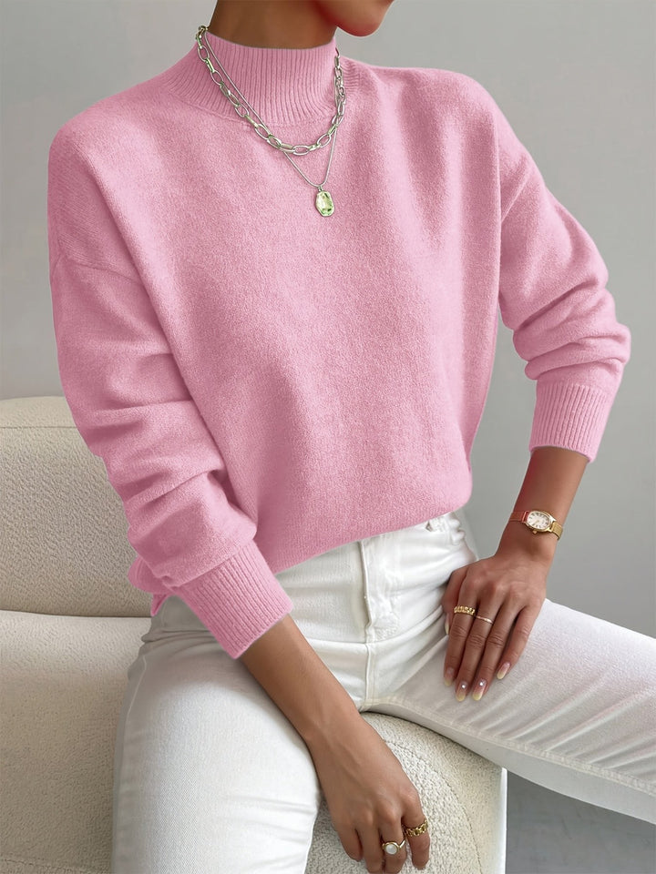 Denise — Soft Mock Neck Knit Sweater (2), Rosewood Virginia