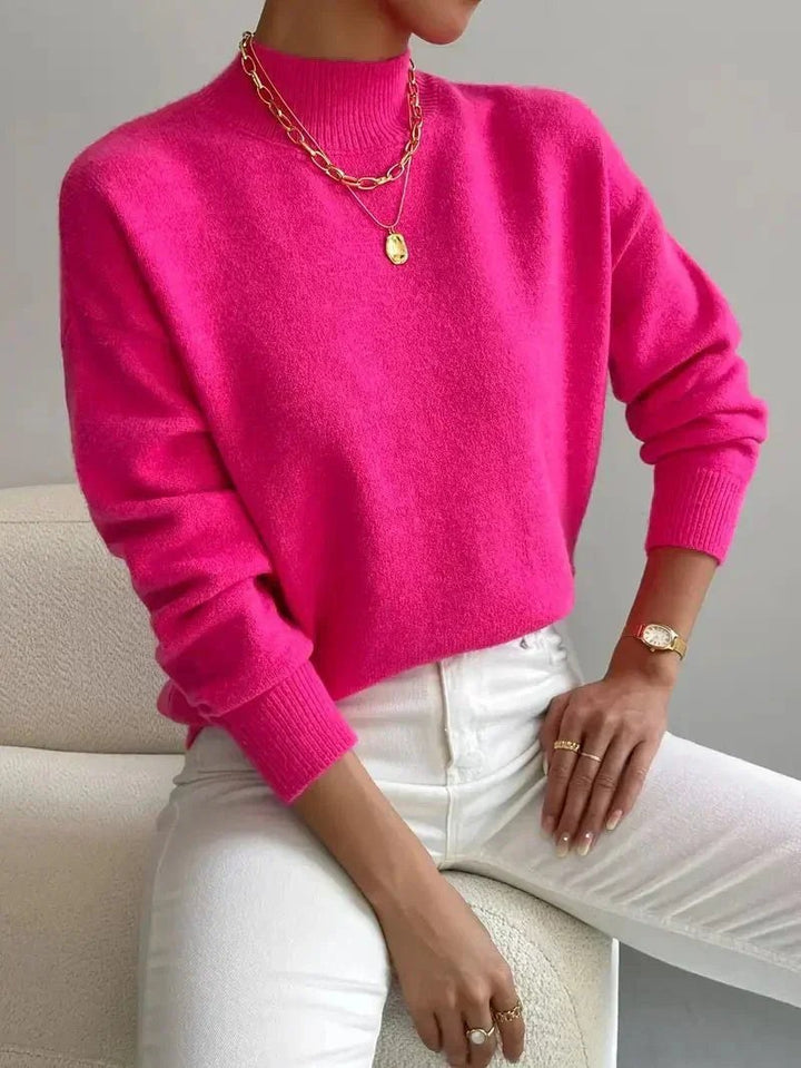 Denise — Soft Mock Neck Knit Sweater (6), Rosewood Virginia
