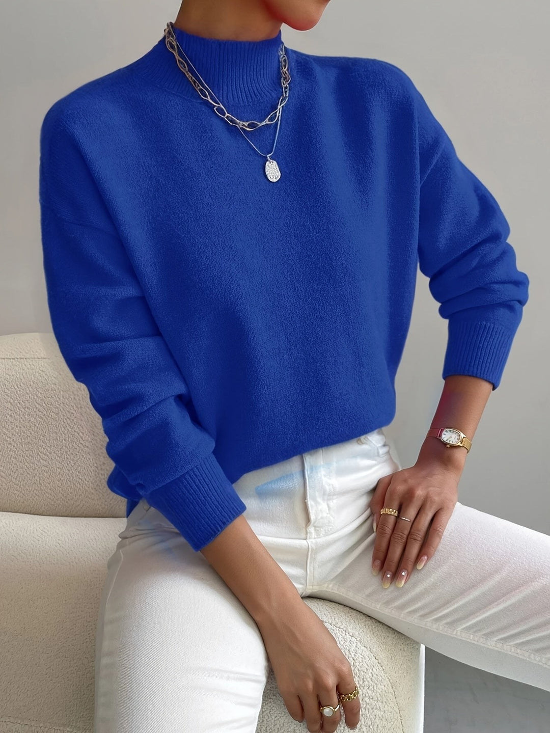 Denise — Soft Mock Neck Knit Sweater (7), Rosewood Virginia