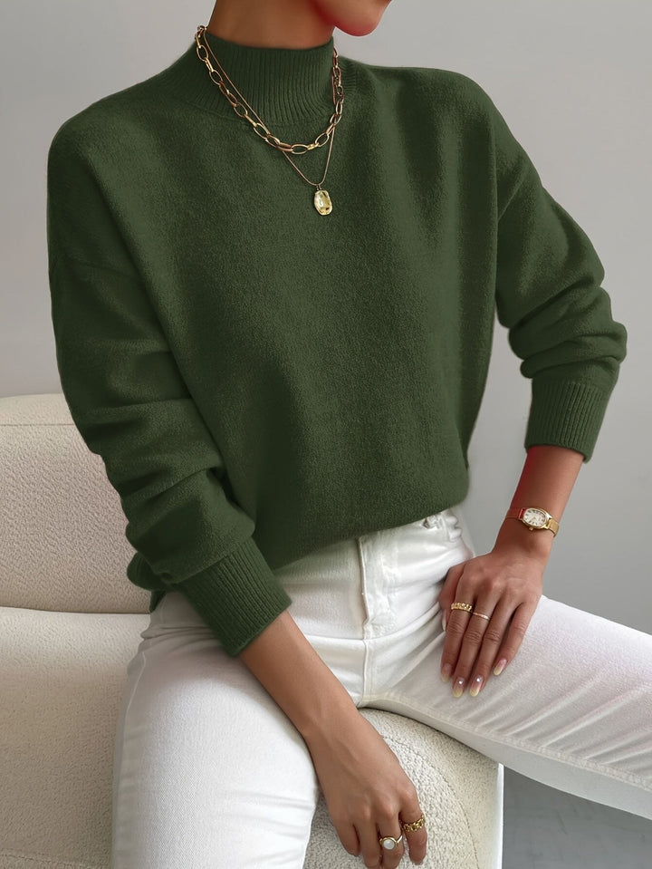 Denise — Soft Mock Neck Knit Sweater (8), Rosewood Virginia