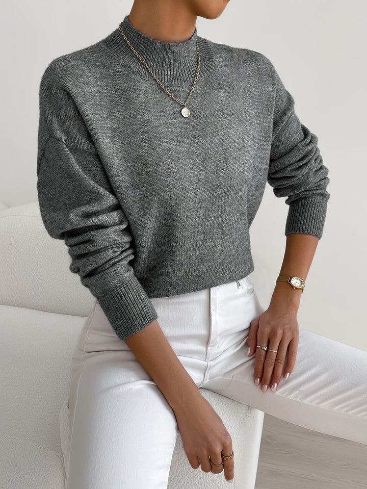 Denise — Soft Mock Neck Knit Sweater (9), Rosewood Virginia