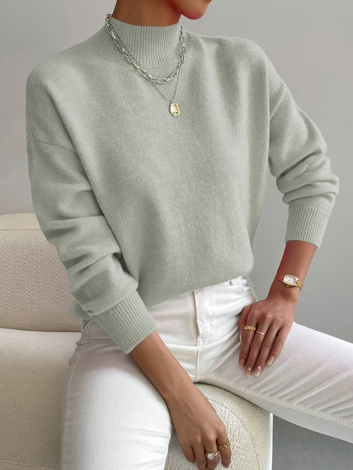 Denise — Soft Mock Neck Knit Sweater (10), Rosewood Virginia