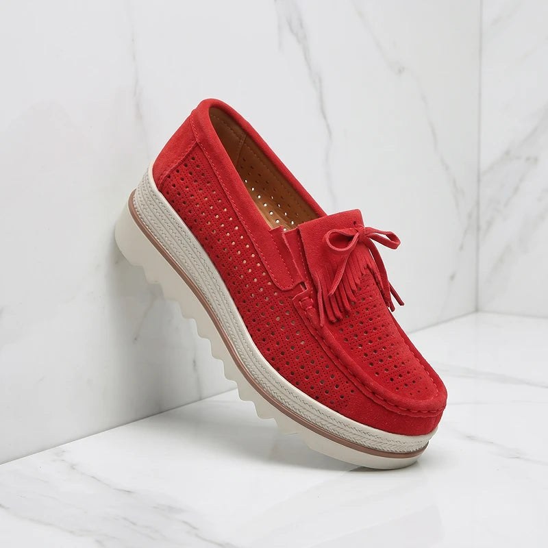 Doriette — Tassel Suede Platform Loafers (13), Rosewood Virginia