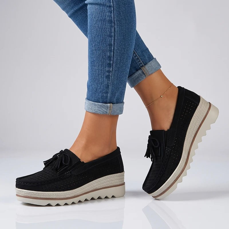 Doriette — Tassel Suede Platform Loafers (17), Rosewood Virginia