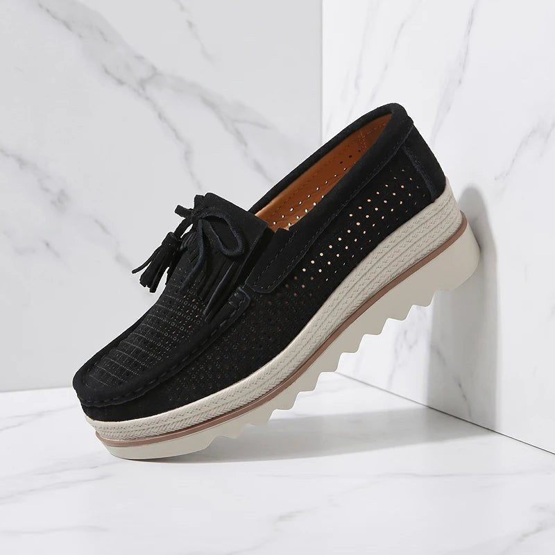 Doriette — Tassel Suede Platform Loafers (18), Rosewood Virginia