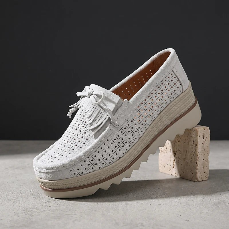 Doriette — Tassel Suede Platform Loafers (24), Rosewood Virginia
