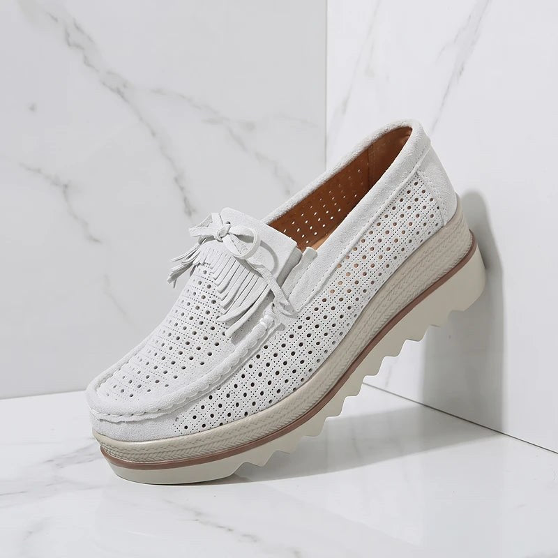 Doriette — Tassel Suede Platform Loafers (26), Rosewood Virginia