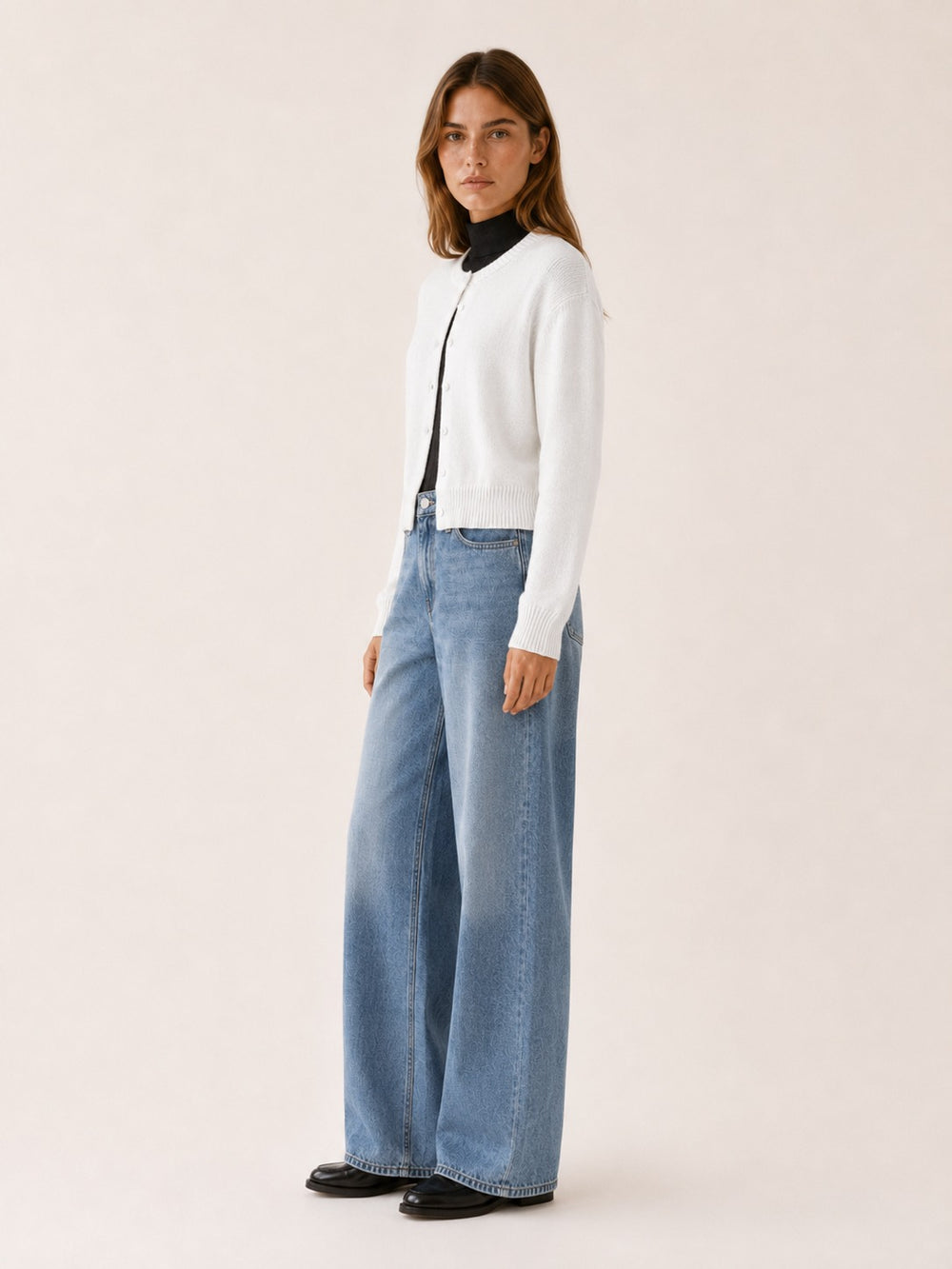 Dorothee — Round Neck Cropped Cardigan, Rosewood Virginia
