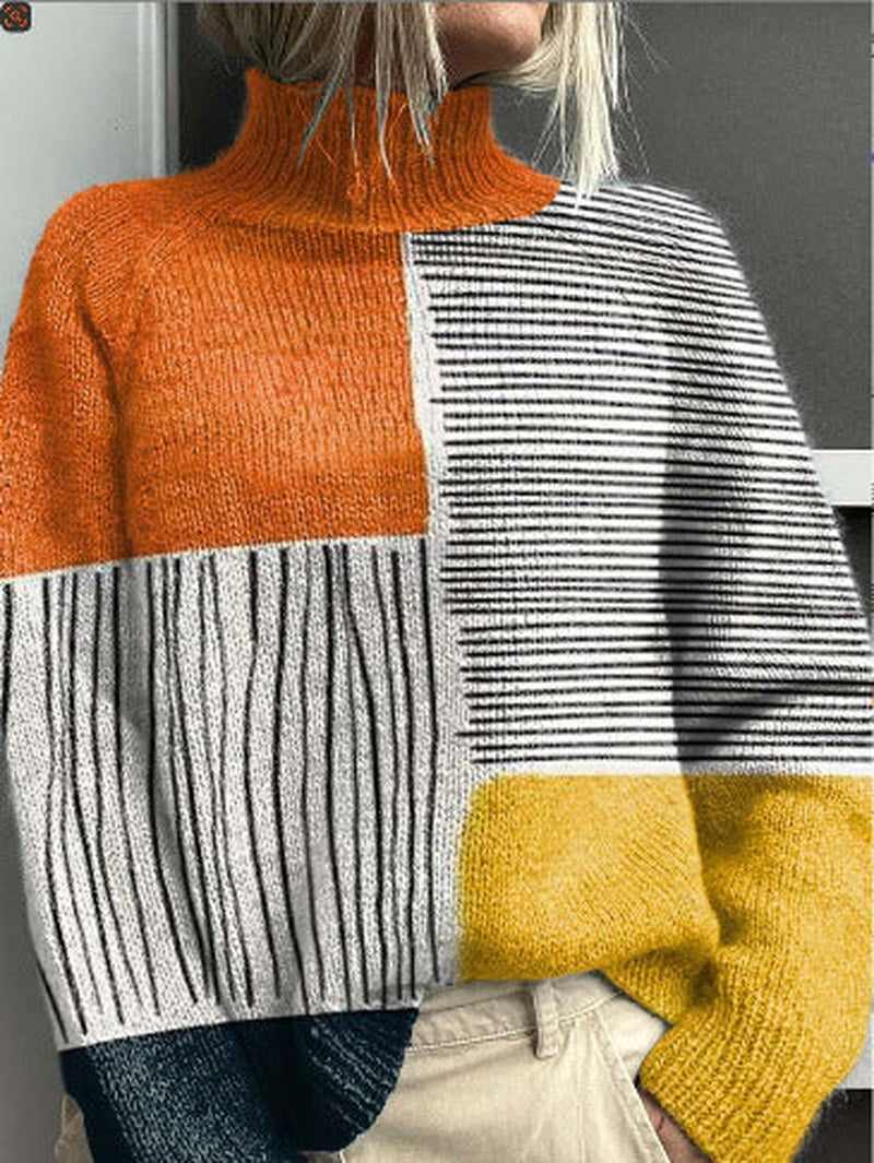 Edith — Floral Print Roll Neck Knit Sweater (7), Rosewood Virginia