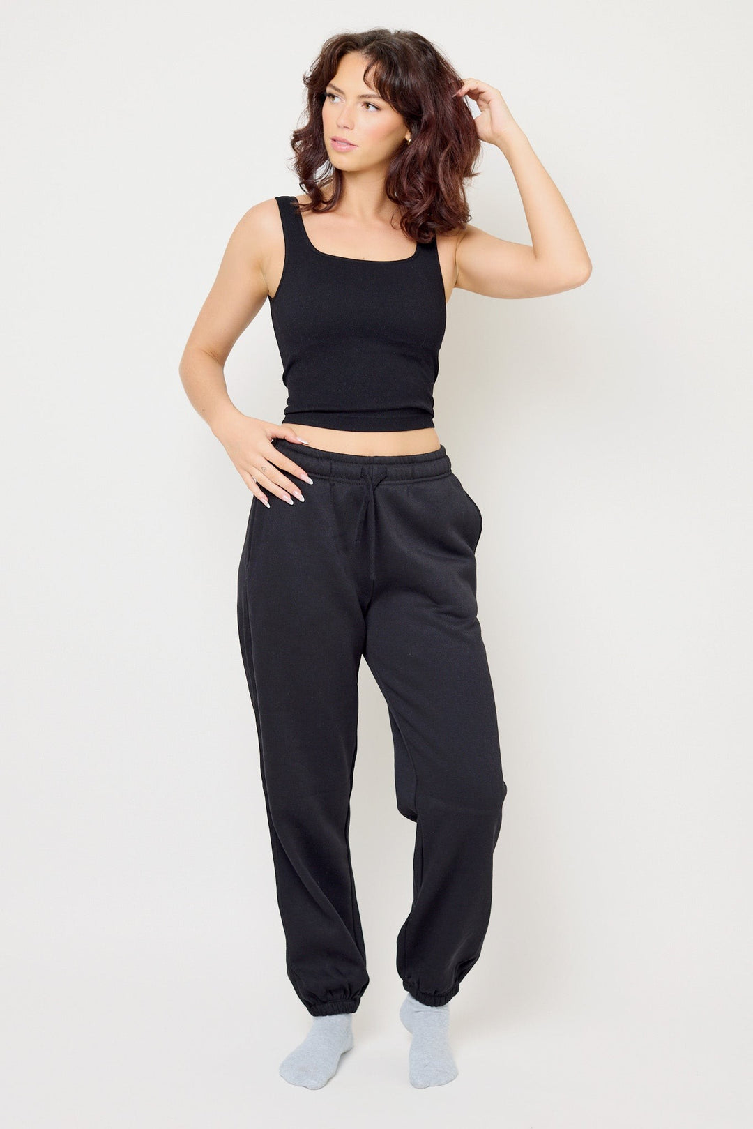 Elodie — Cosy Fleece Sweatpants with Drawstring Waist, Rosewood Virginia