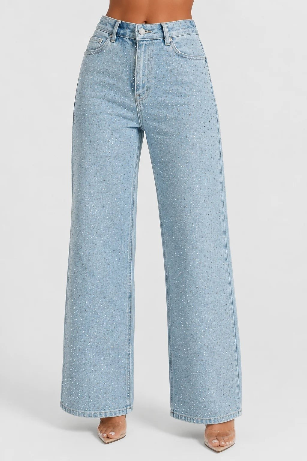 Esme — Rhinestone Wide Leg Baggy Jeans, Rosewood Virginia