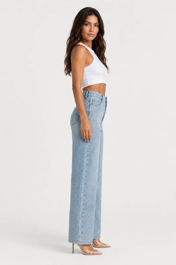 Esme — Rhinestone Wide Leg Baggy Jeans (3), Rosewood Virginia
