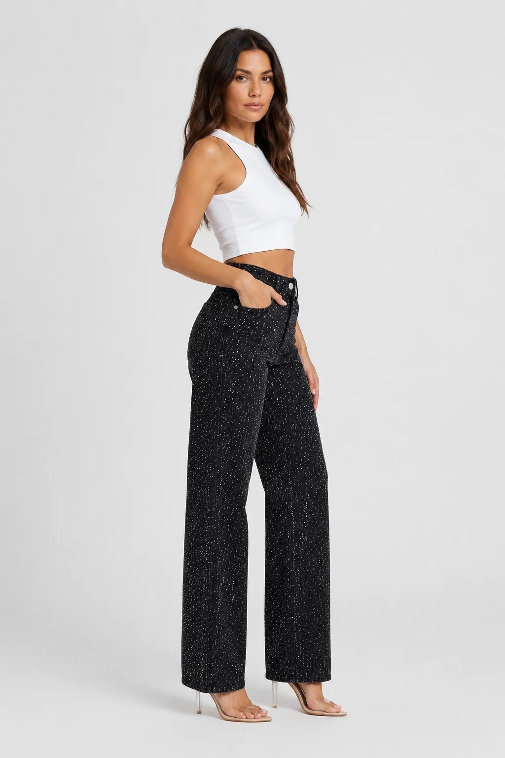 Esme — Rhinestone Wide Leg Baggy Jeans (6), Rosewood Virginia