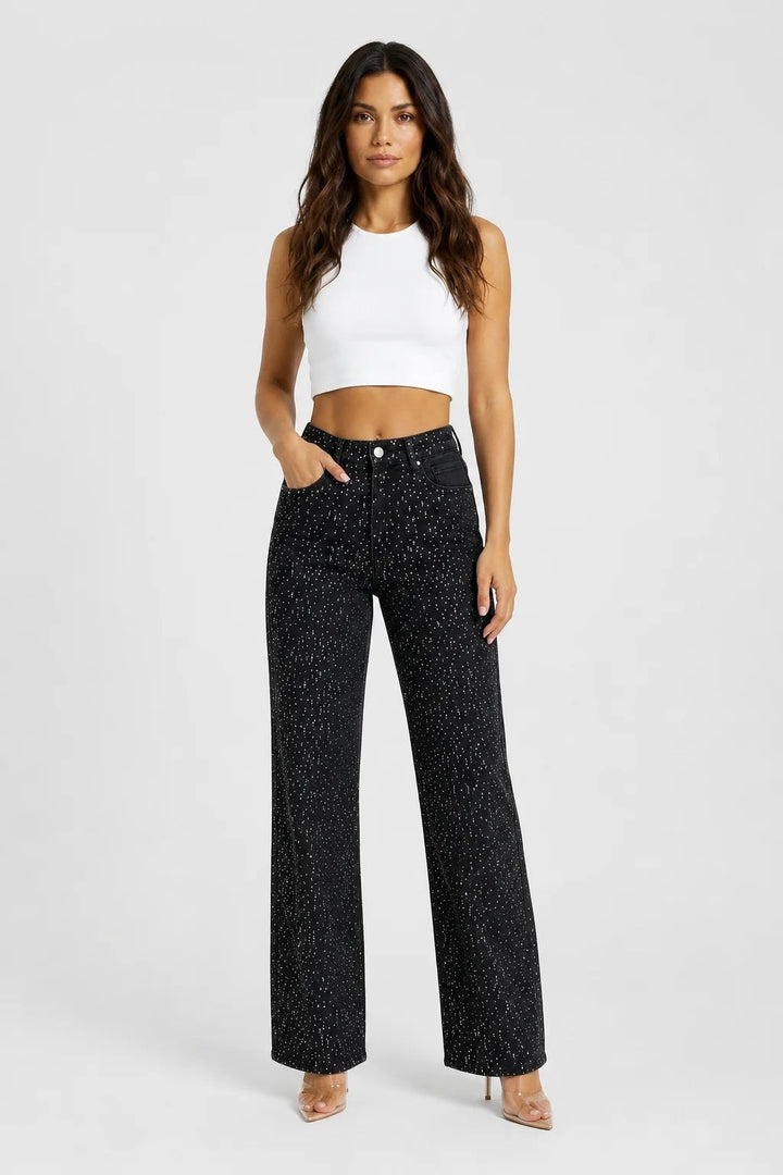 Esme — Rhinestone Wide Leg Baggy Jeans (7), Rosewood Virginia