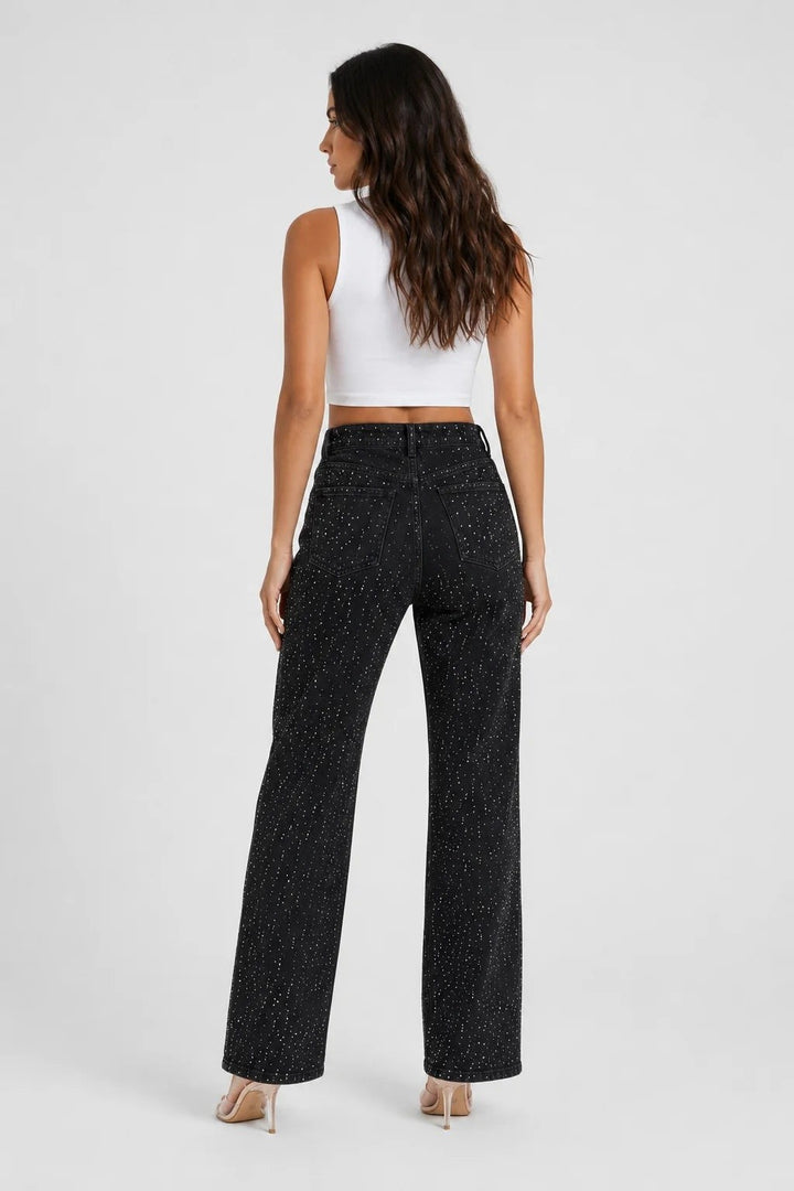 Esme — Rhinestone Wide Leg Baggy Jeans (8), Rosewood Virginia