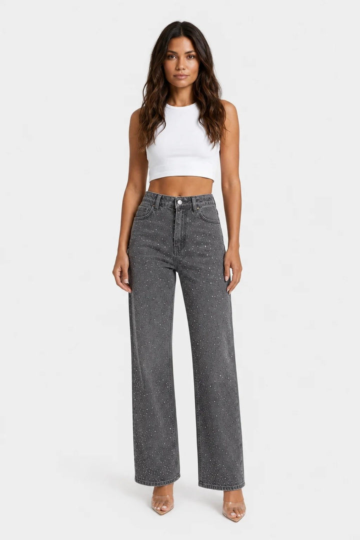 Esme — Rhinestone Wide Leg Baggy Jeans (10), Rosewood Virginia