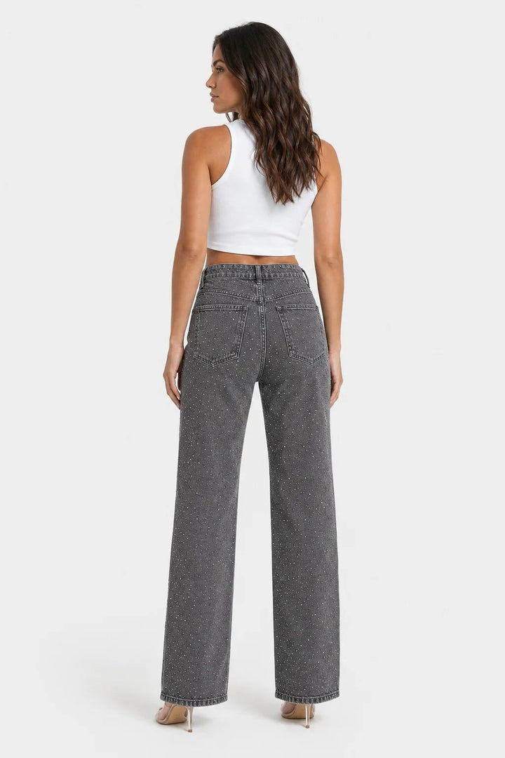 Esme — Rhinestone Wide Leg Baggy Jeans (12), Rosewood Virginia