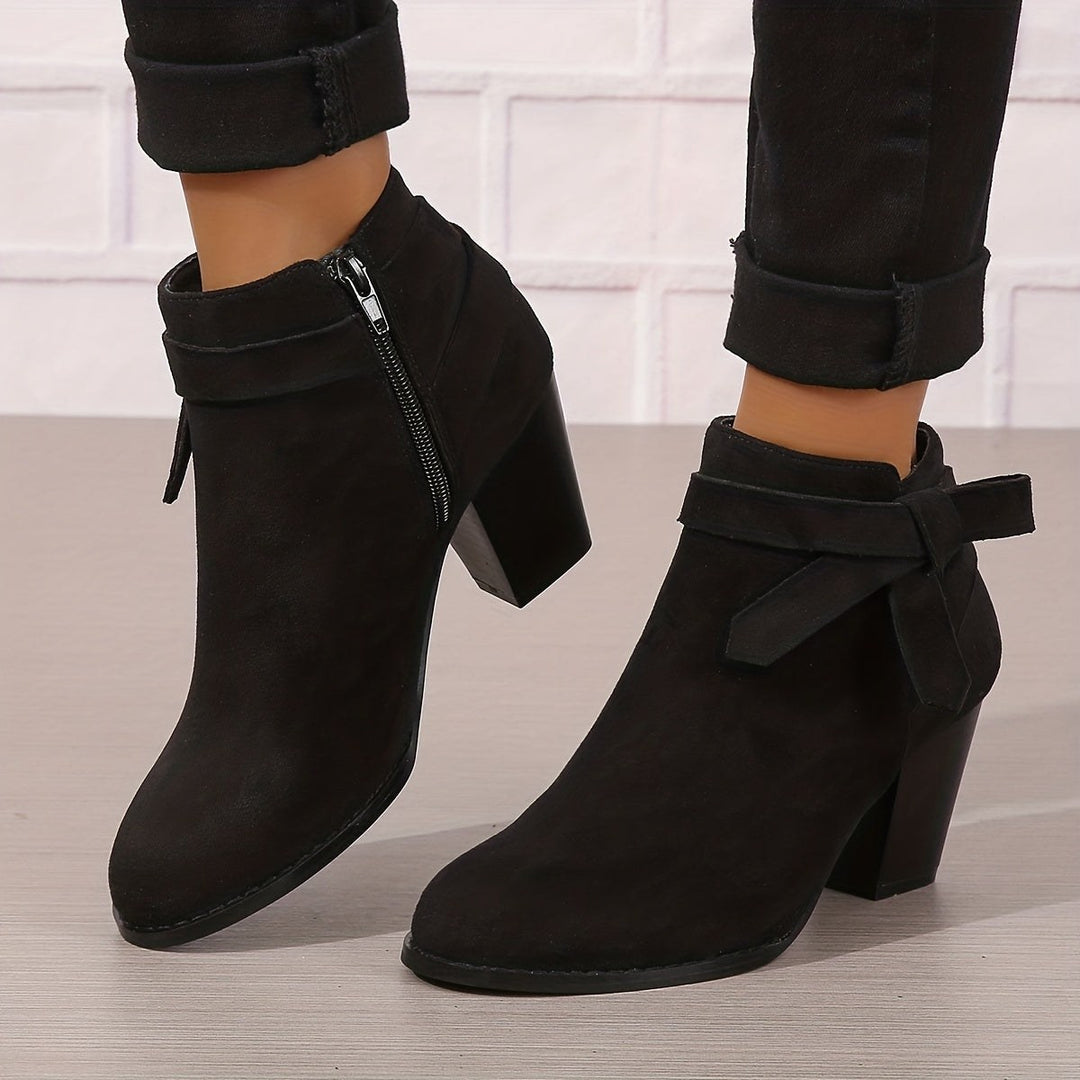 Estelline — Suede Block Heel Ankle Boots (2), Rosewood Virginia