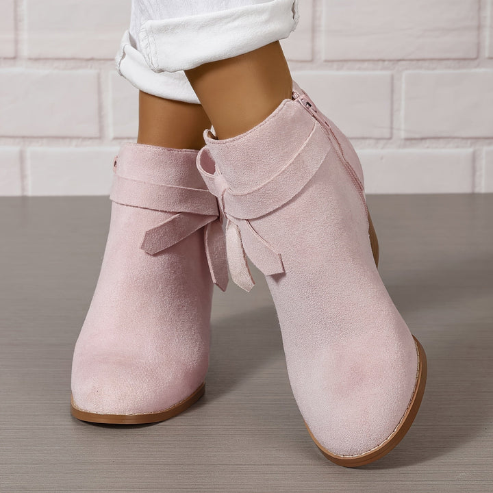 Estelline — Suede Block Heel Ankle Boots (7), Rosewood Virginia