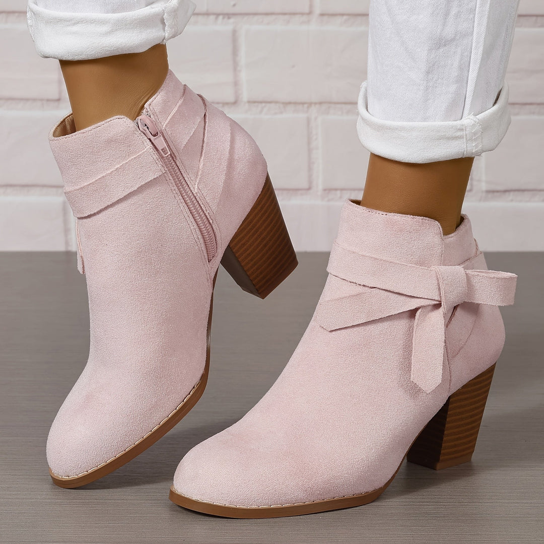 Estelline — Suede Block Heel Ankle Boots (9), Rosewood Virginia