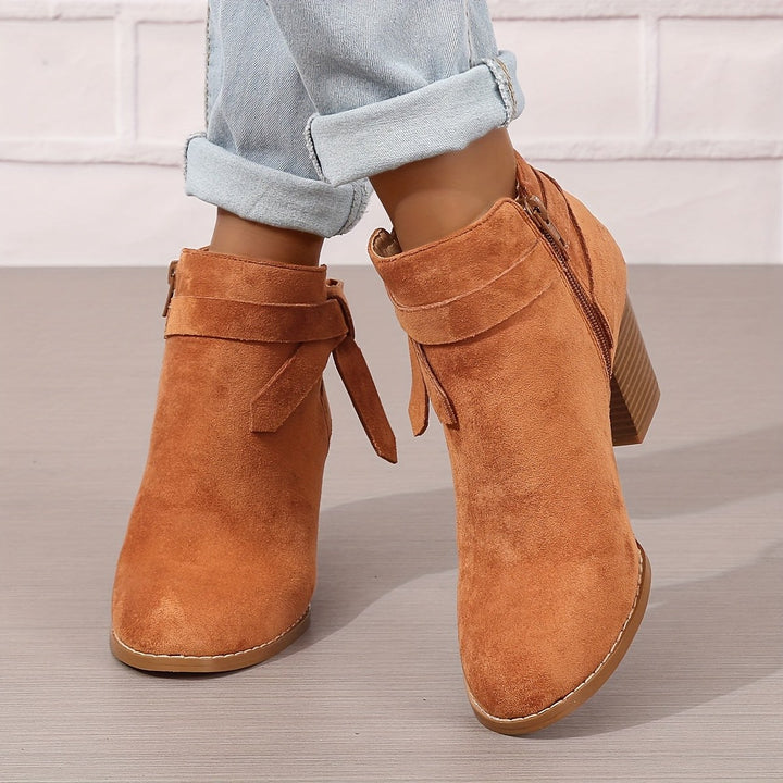 Estelline — Suede Block Heel Ankle Boots (10), Rosewood Virginia