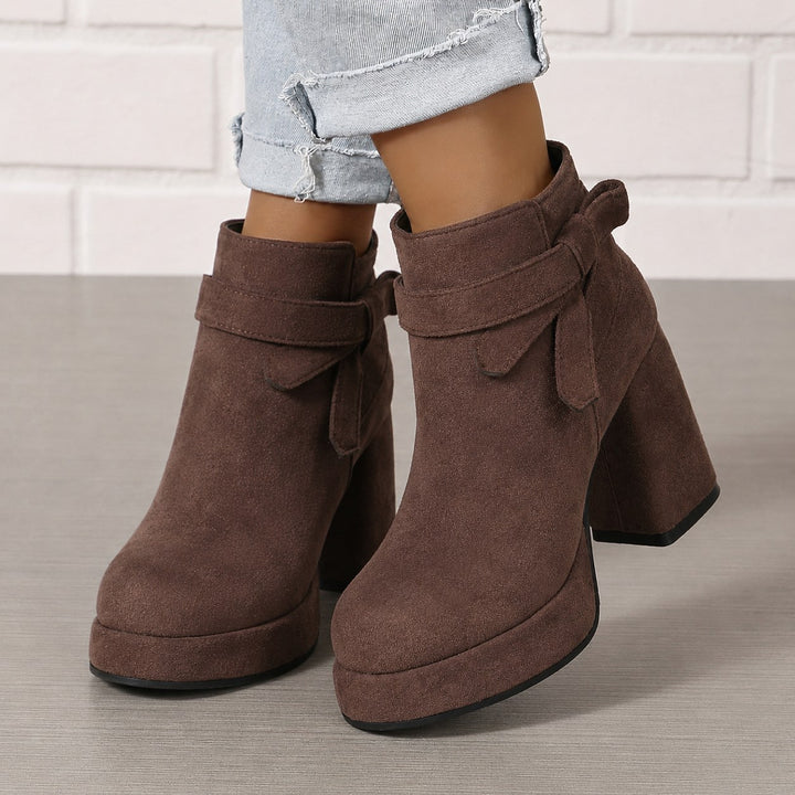 Estelline — Suede Block Heel Ankle Boots (11), Rosewood Virginia