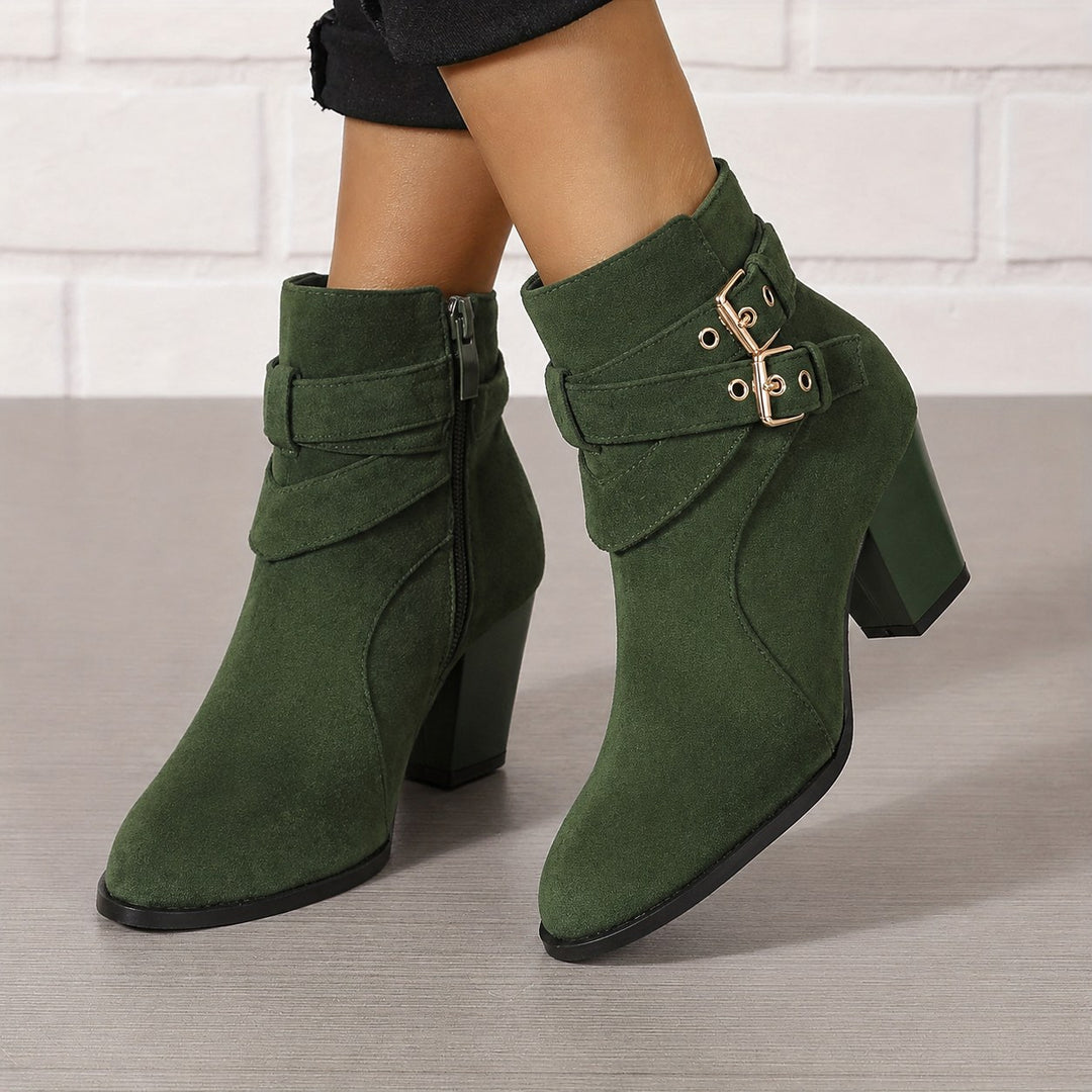 Estelline — Suede Block Heel Ankle Boots (12), Rosewood Virginia