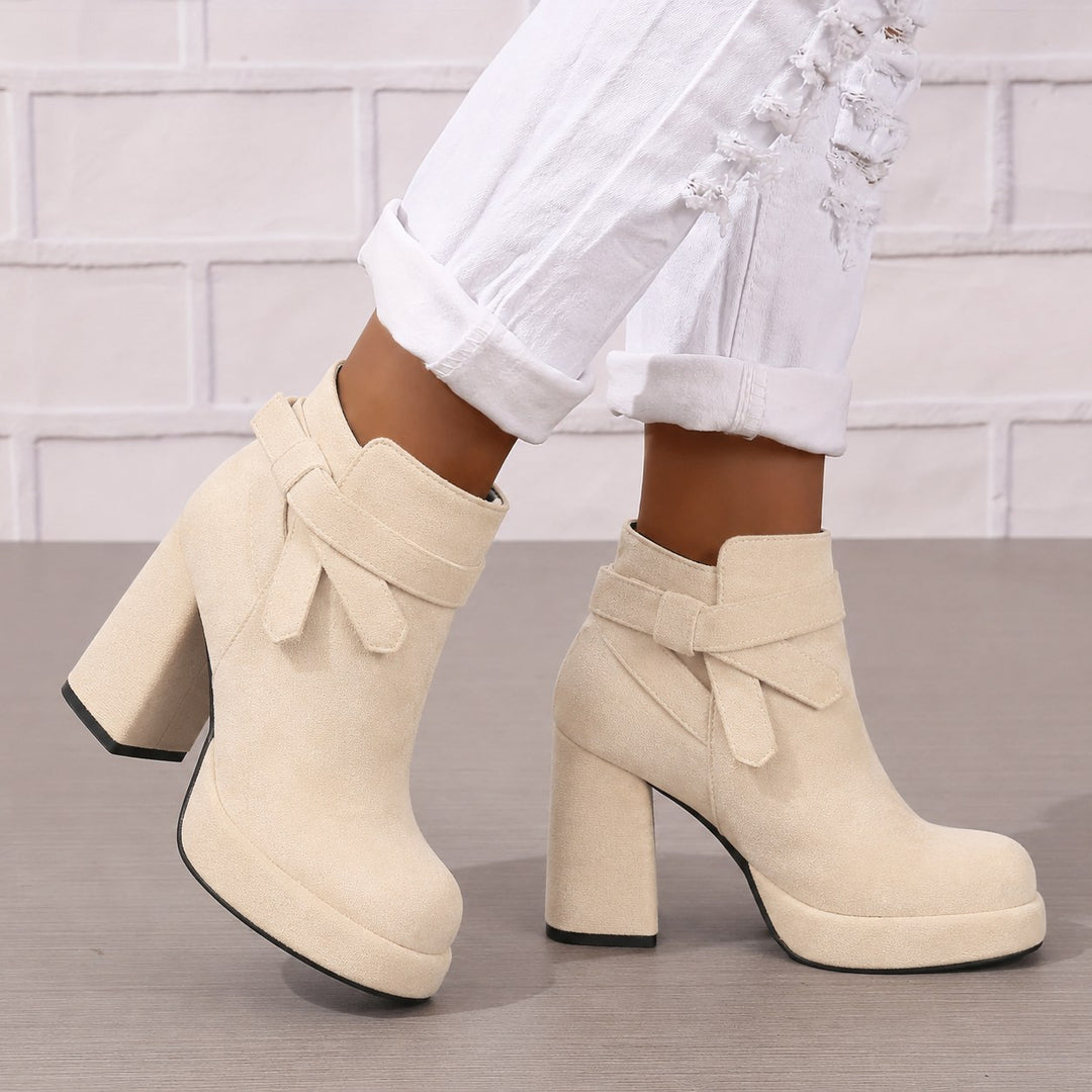 Estelline — Suede Block Heel Ankle Boots (14), Rosewood Virginia