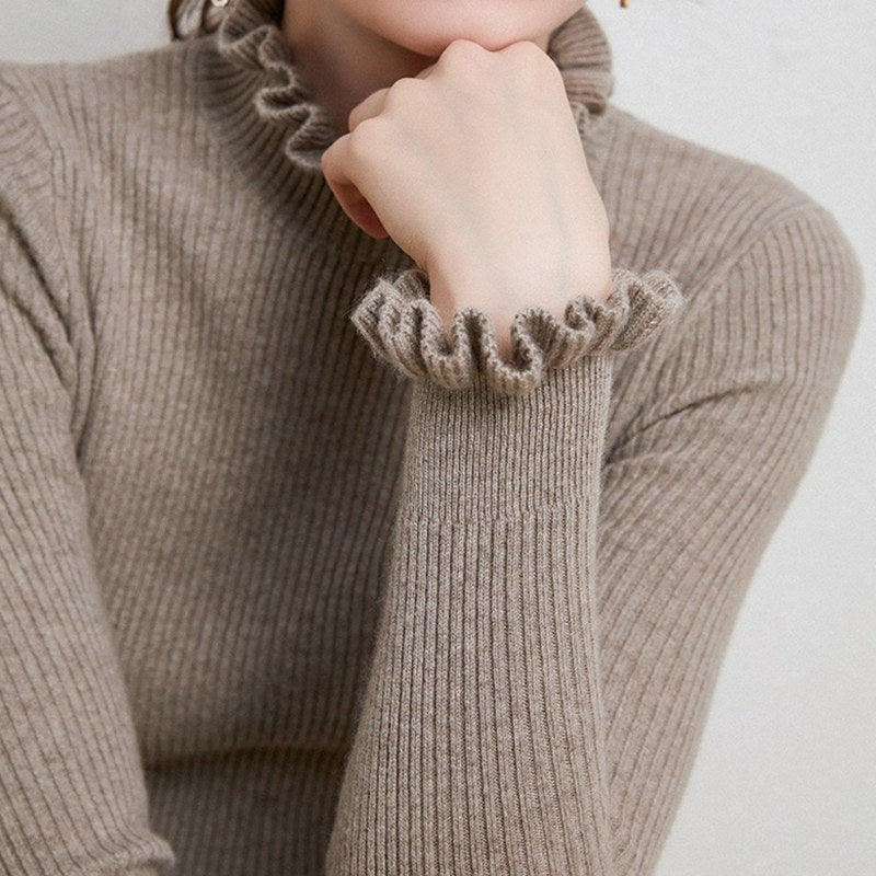 Evelyne — Soft Cashmere Turtleneck Sweater, Rosewood Virginia