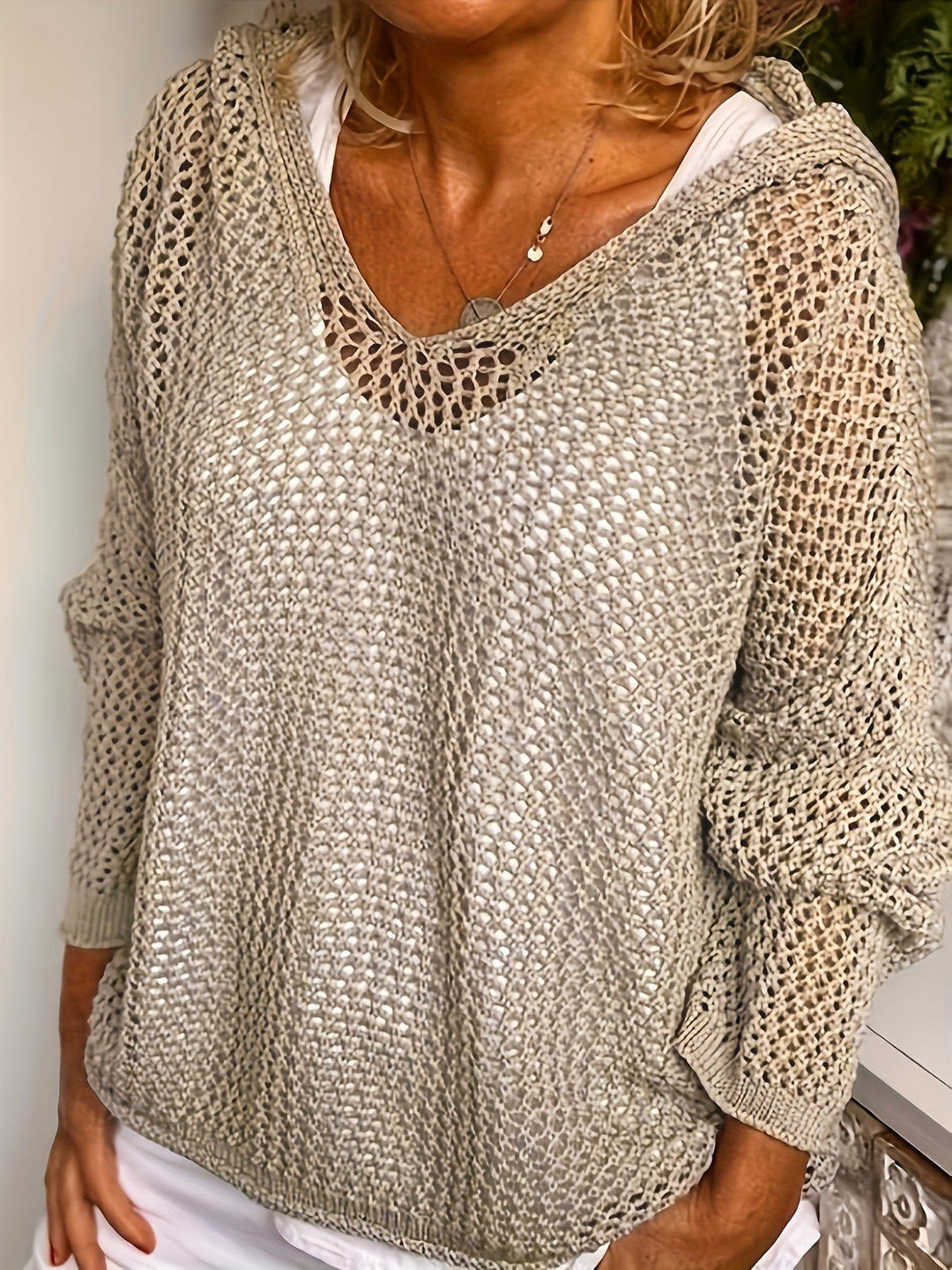 Fenella — Relaxed Open Knit Sweater, Rosewood Virginia