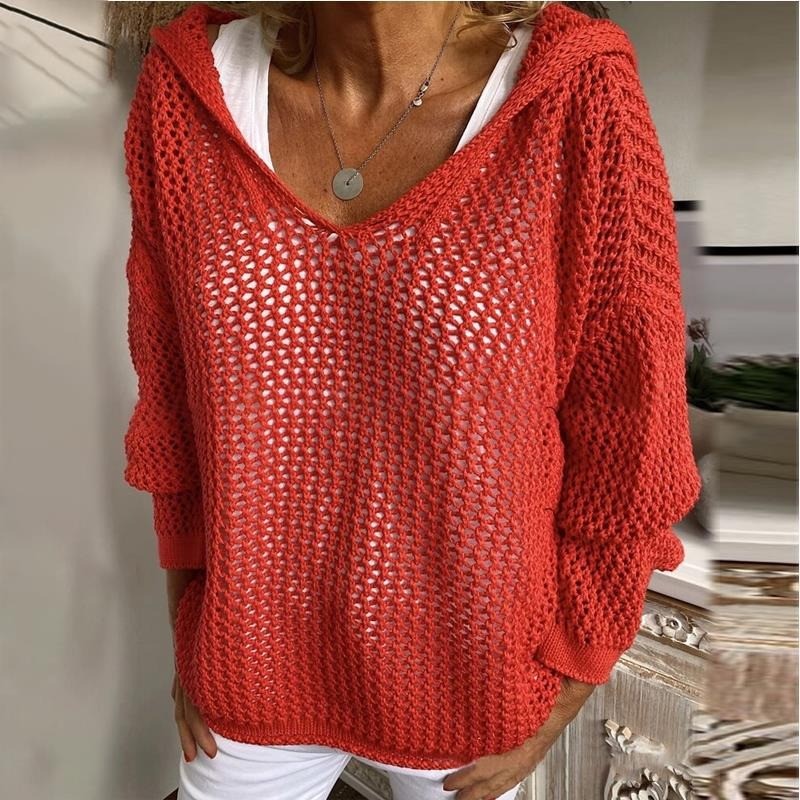 Fenella — Relaxed Open Knit Sweater (6), Rosewood Virginia