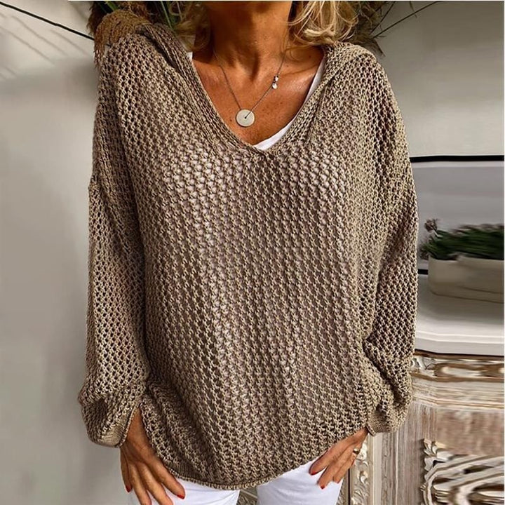 Fenella — Relaxed Open Knit Sweater (8), Rosewood Virginia