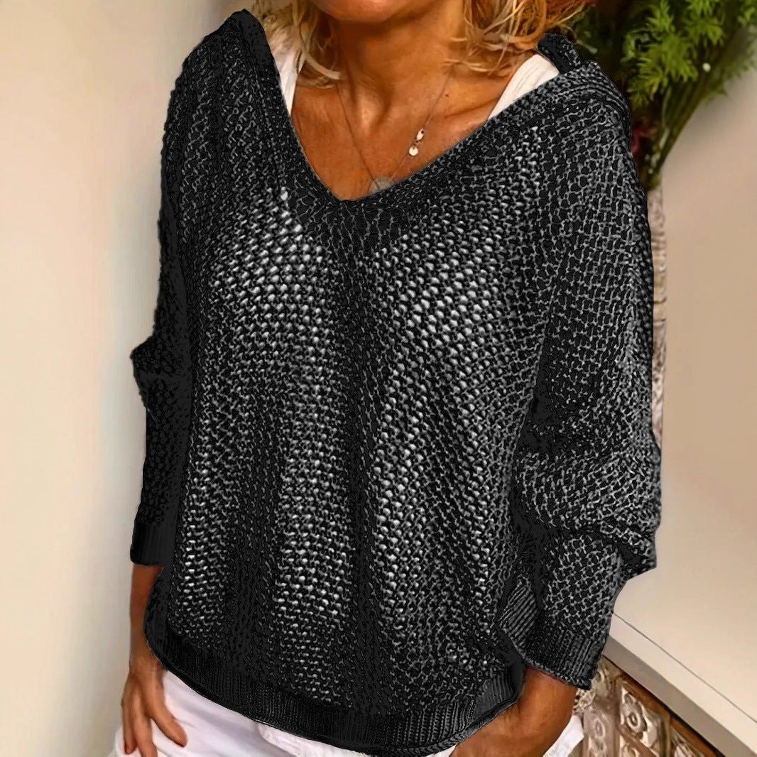 Fenella — Relaxed Open Knit Sweater (9), Rosewood Virginia