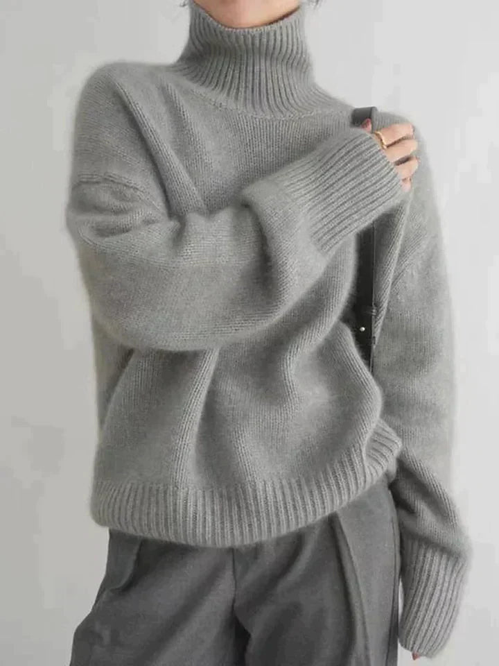 Fleurine — Oversized Cashmere Turtleneck Sweater, Rosewood Virginia