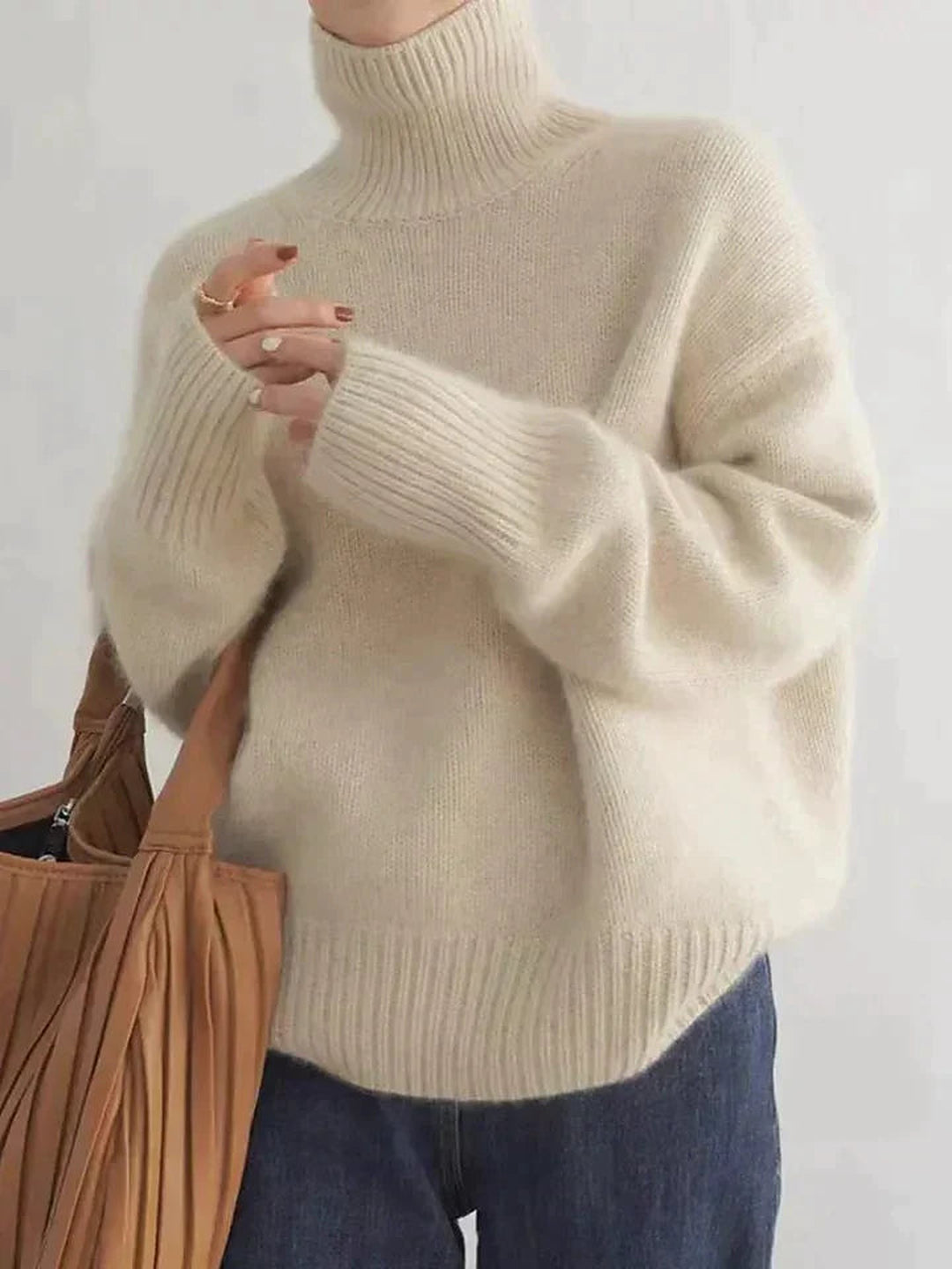 Fleurine — Oversized Cashmere Turtleneck Sweater, Rosewood Virginia