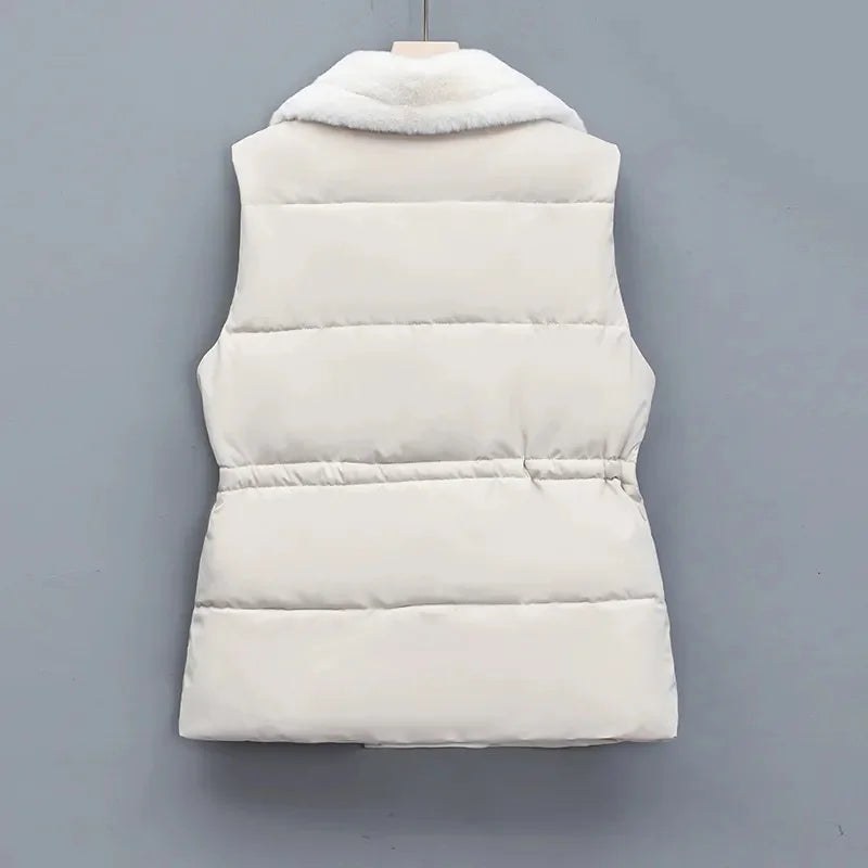 Hedwige — Faux Fur Collar Cotton Vest (9), Rosewood Virginia