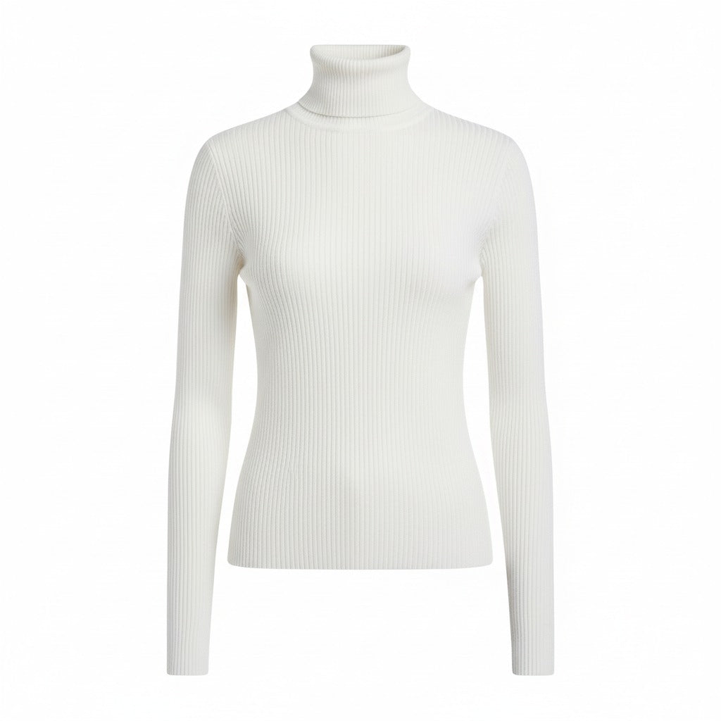 Hermeline — Fitted Ribbed Turtleneck Knit Top, Rosewood Virginia