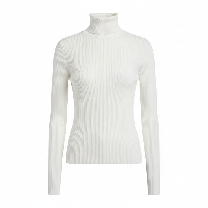 Hermeline — Fitted Ribbed Turtleneck Knit Top, Rosewood Virginia