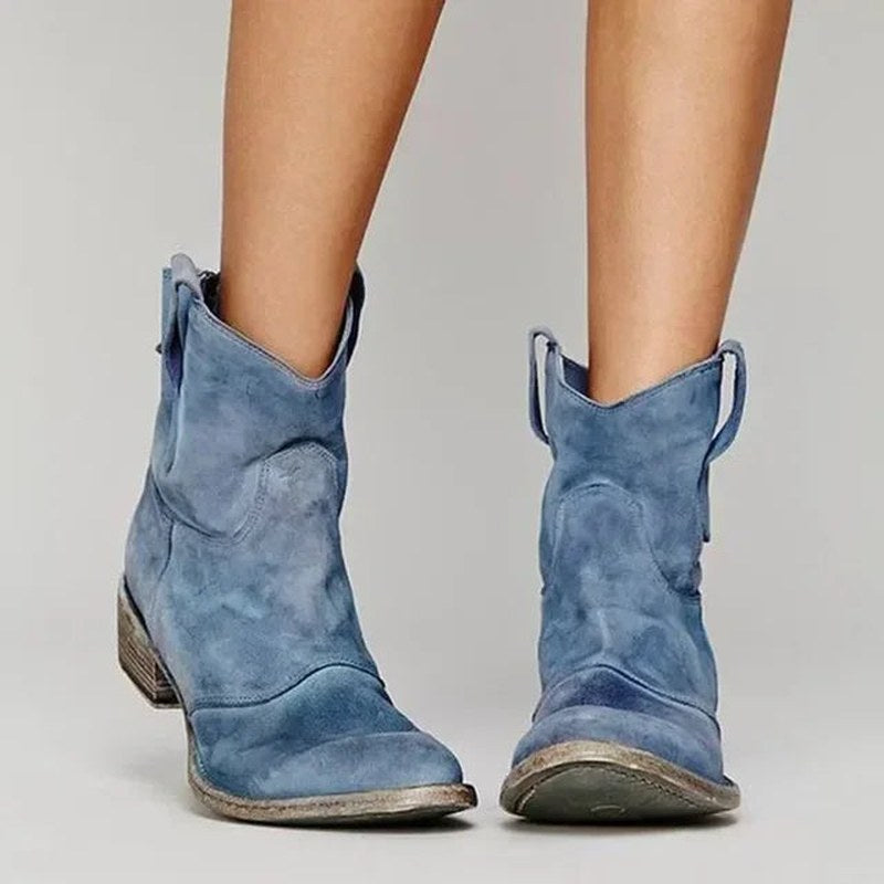 Idalie — Suede Cowboy Ankle Boots (3), Rosewood Virginia