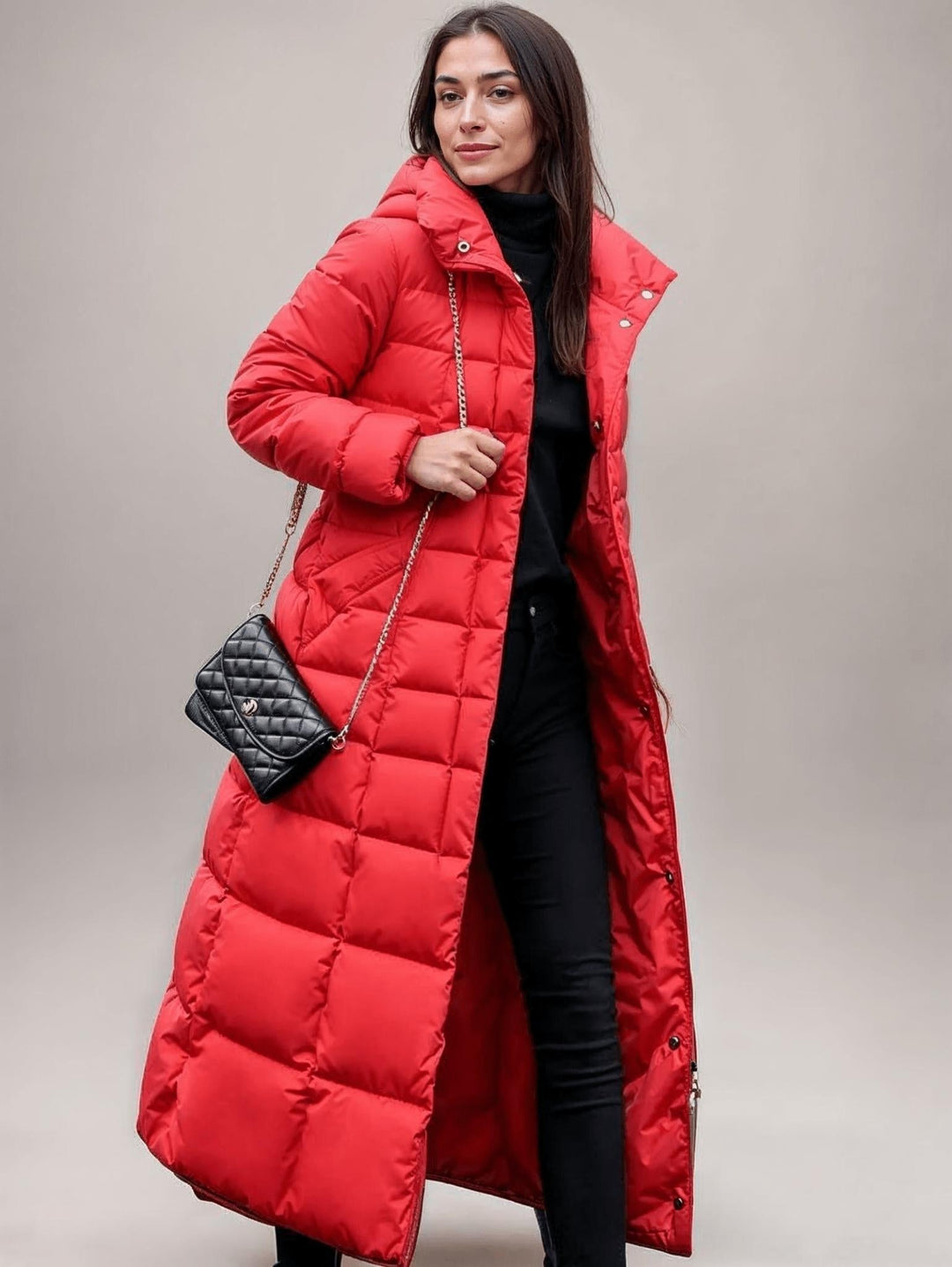 Ilaria — Long Belted Faux Fur Hood Puffer Coat (6), Rosewood Virginia