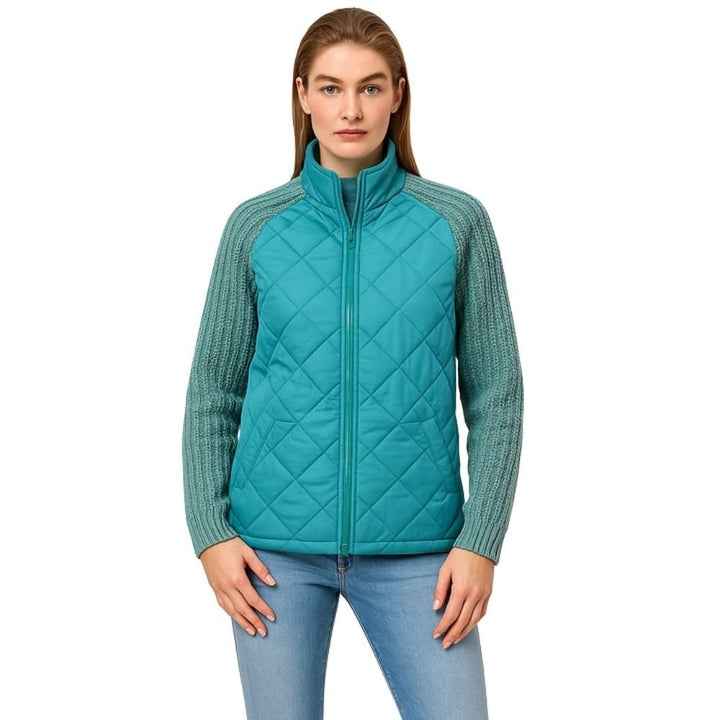 Jeannine — Cable Knit Sleeve Quilted Jacket (6), Rosewood Virginia