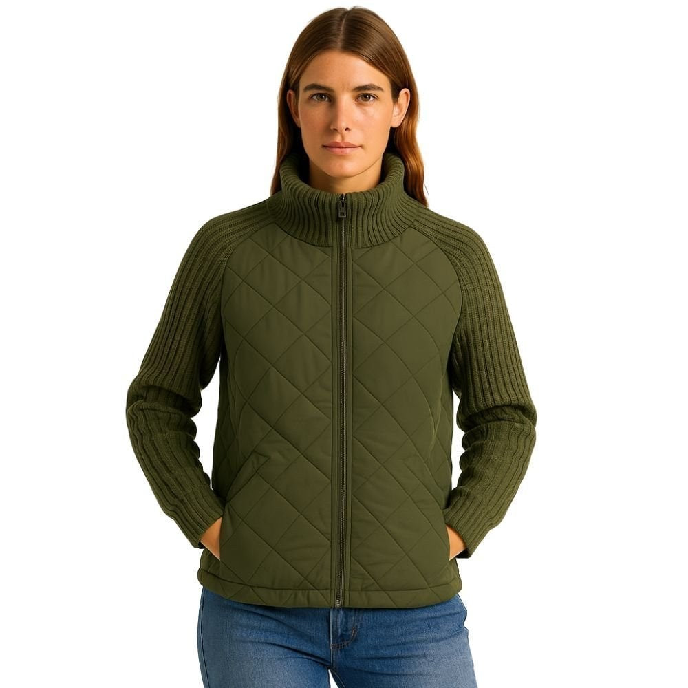 Jeannine — Cable Knit Sleeve Quilted Jacket (26), Rosewood Virginia