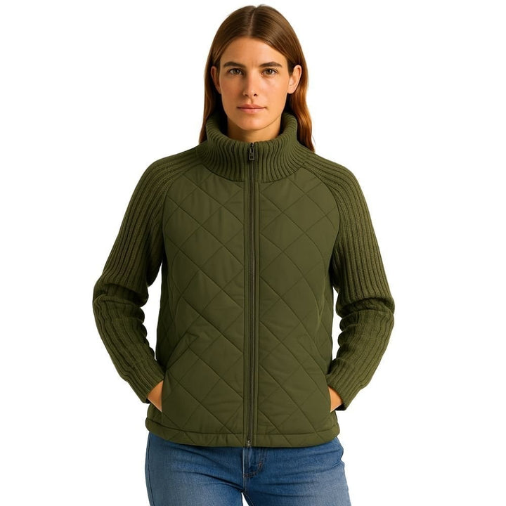 Jeannine — Cable Knit Sleeve Quilted Jacket (26), Rosewood Virginia